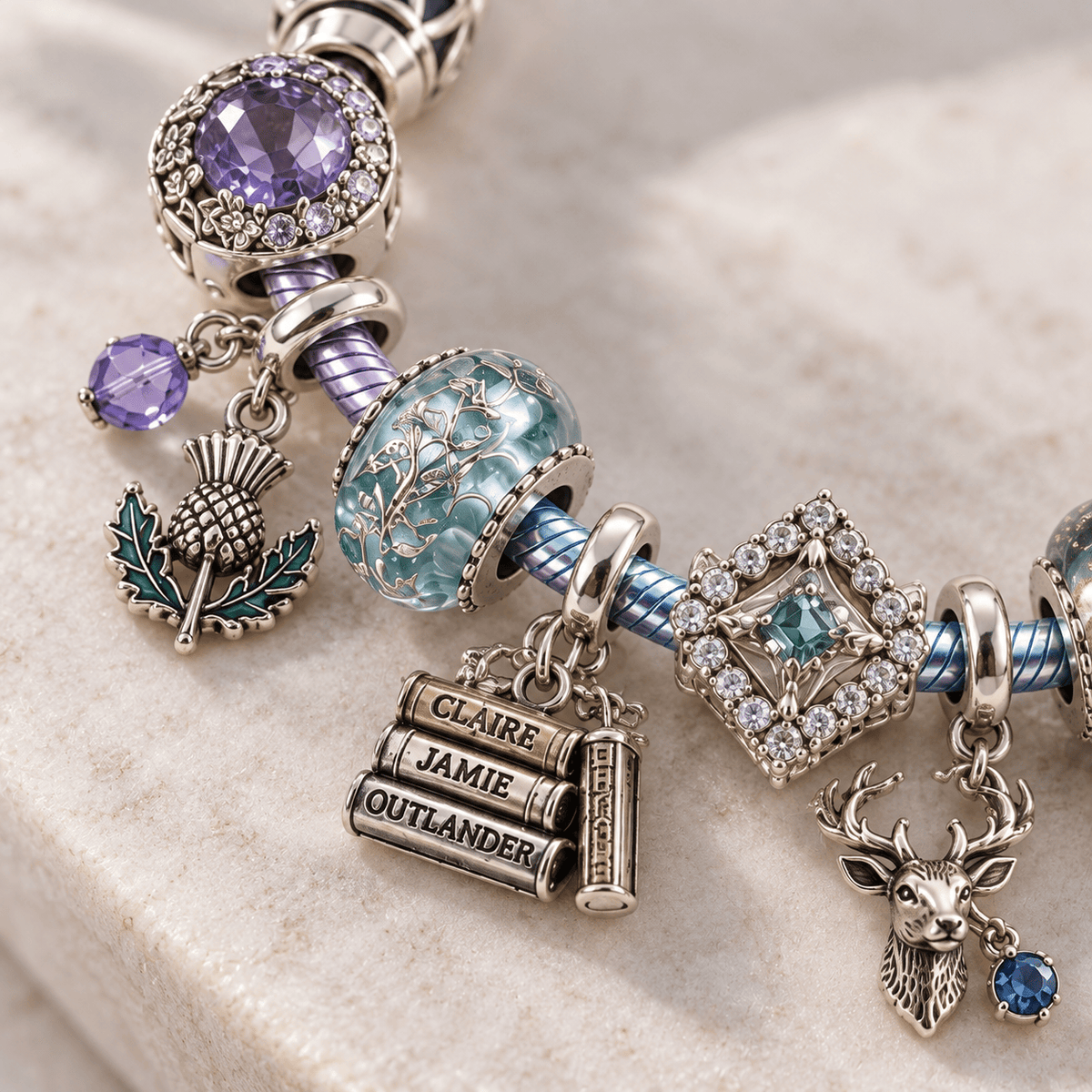 OLD Silver Charm Bracelet Set PTKL