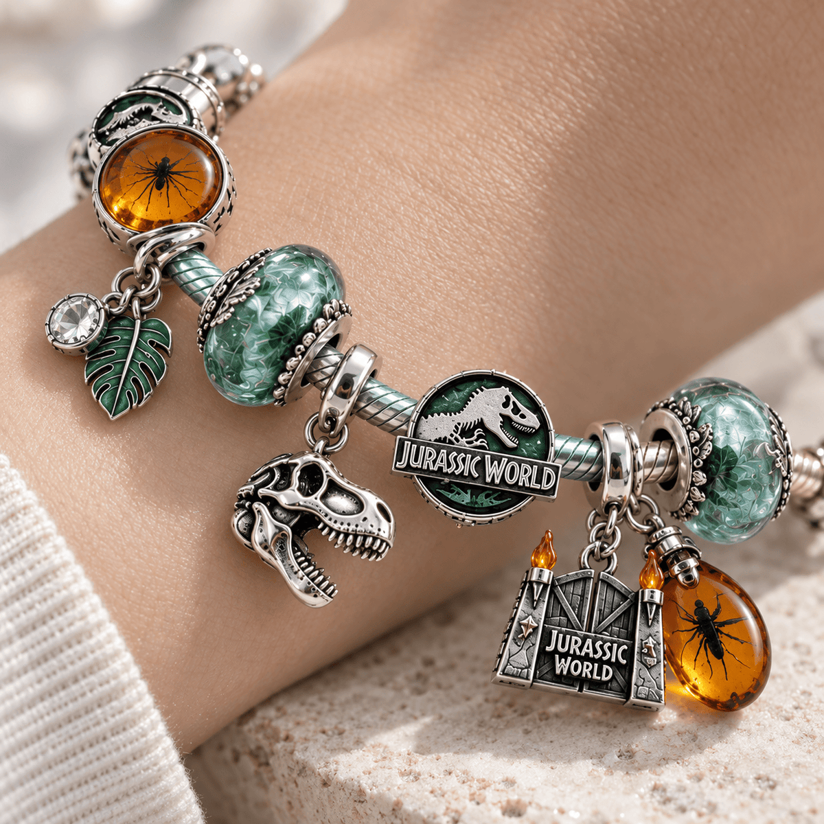 JRSW Silver Charm Bracelet Set PTKL