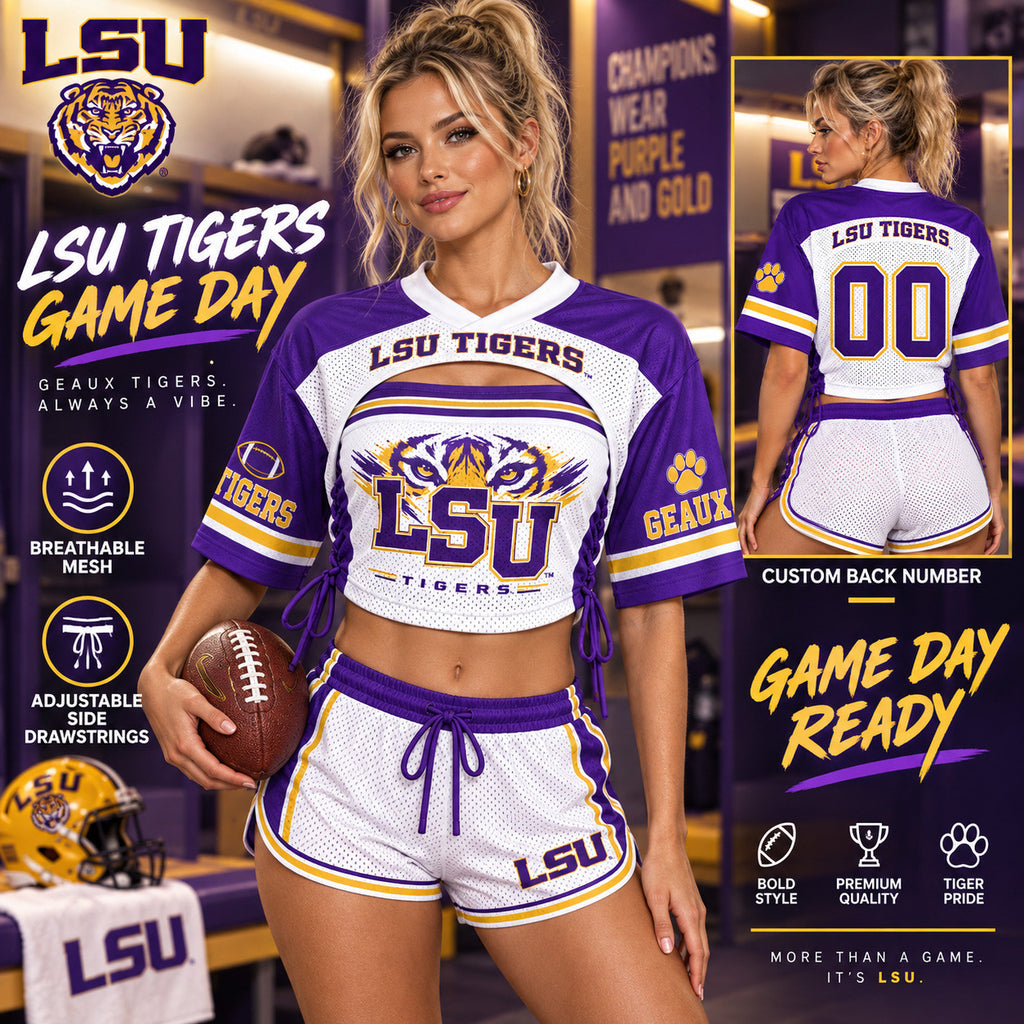 Premium LSU Mesh Short-Sleeve Bandeau & Shorts Set TNSM
