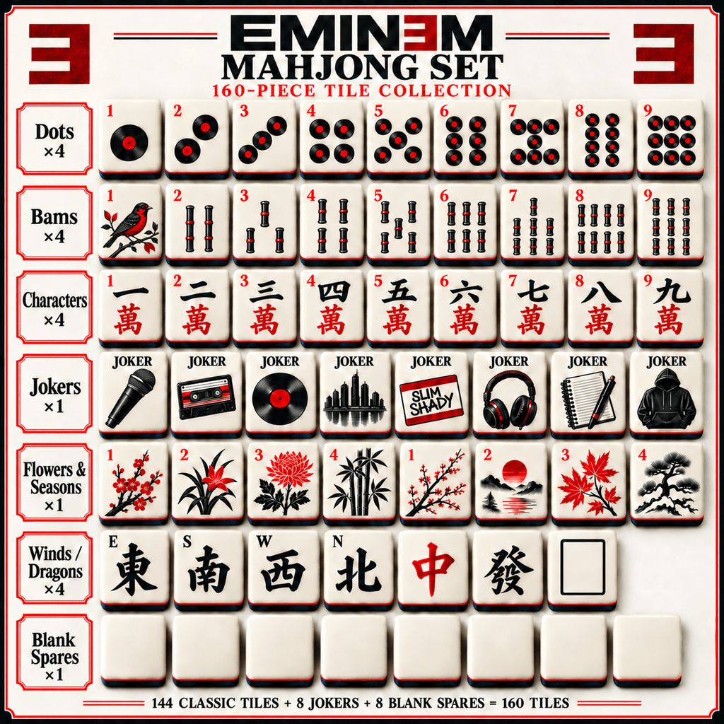 Premium EMN Mahjong Tiles Set PVNA