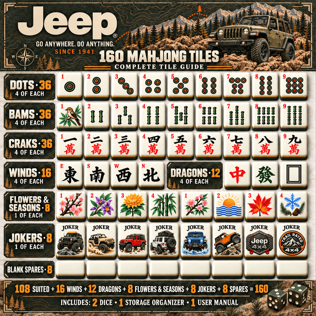Premium JEP Mahjong Tiles Set PVNA