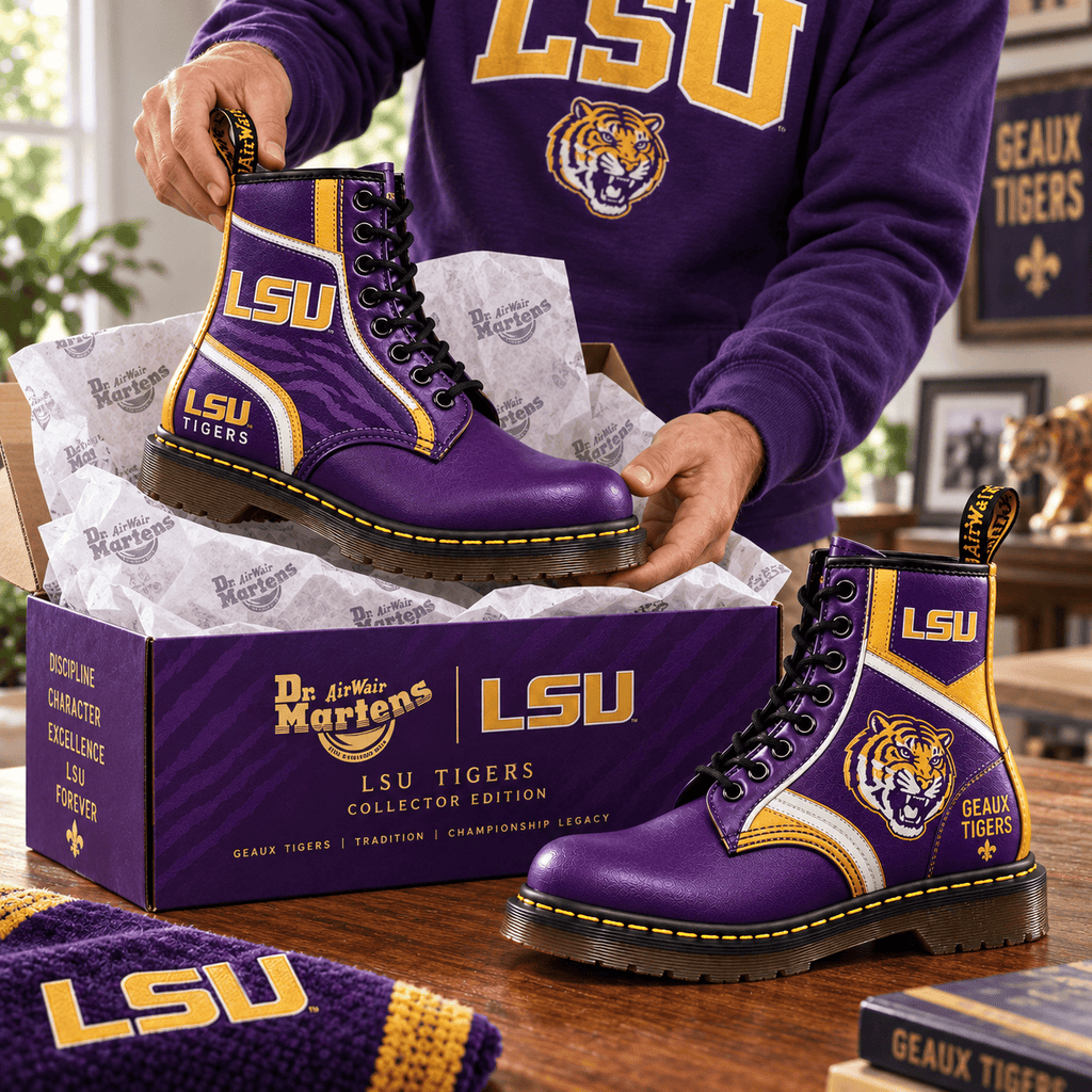 LSU Premium Leather Lace-Up Boots LNTH