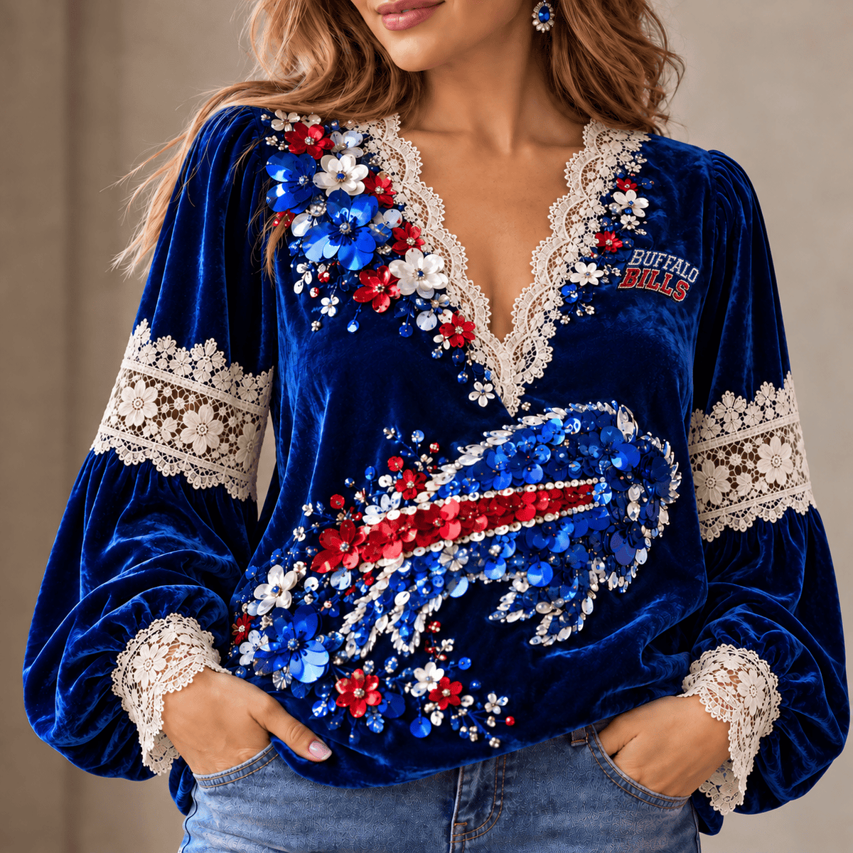 BFBL Lace-Trimmed Women’s Blouse HTTT