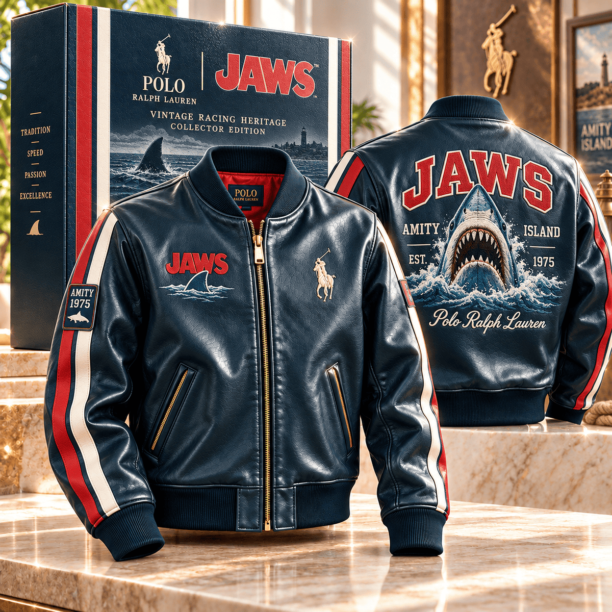 JAWS PREMIUM LEATHER BOMBER JACKET NTNA