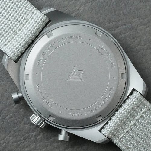 CADISEN Titanium TI-7 MULTISYNC New Moon Mens Watches Canvas Chronograph VK63 Men Gift AR Sapphire Luxury Quartz Watch For Man